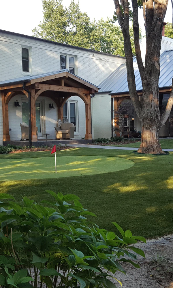 pot in a newly installed lawn